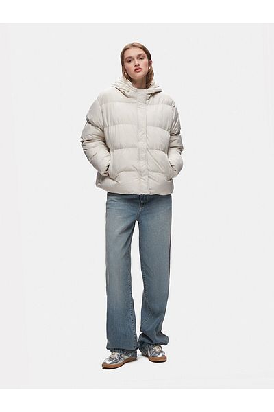 Ltb Παλτό Puffer Beige με κουκούλα
