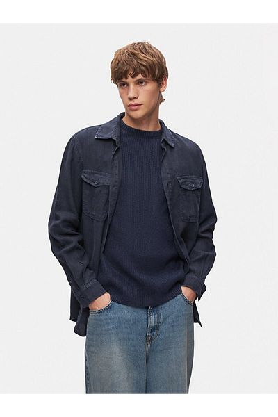 Ltb Βασικό μακρυμάνικο πουκάμισο Navy Blue
