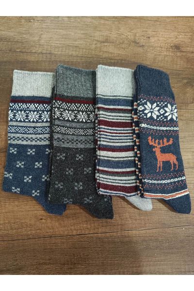Leement socks Мъжки 4 чифта шарени дебели вълнени чорапи Premium Series 97% вълна