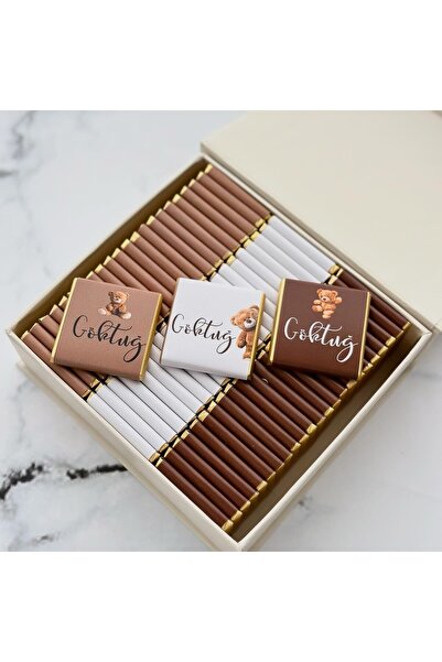 RenkliiiAtölye Kare Mıknatıslı Kutu Bebek Çikolatası 70 Adet