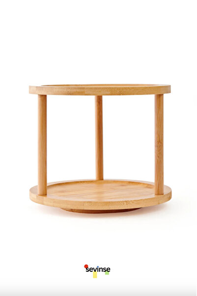 Sevinse Home Bambu İki Katlı 360 Dönen Düzenleyici Baharatlık Standı Organizer