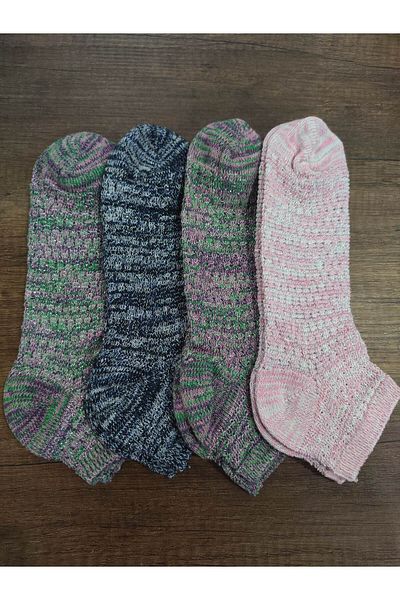 Leement socks Дамски 4 чифта жакардови сребърни брокатени чорапи