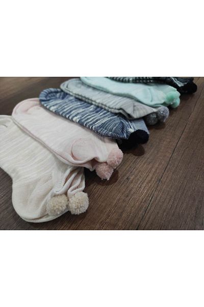 Leement socks Дамски 6 чифта памучни чорапи до глезена с помпони