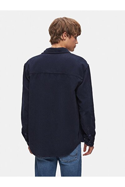 Ltb Basıc Uzun Kol Kadife Lacivert Gömlek