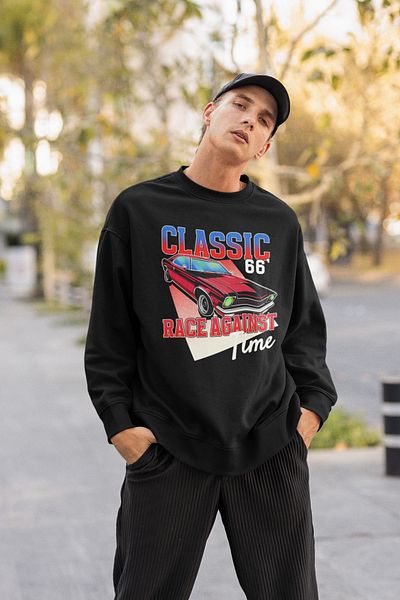 SEVBANO Classic 66 Car Printed Unisex Oversize Sweatshirt