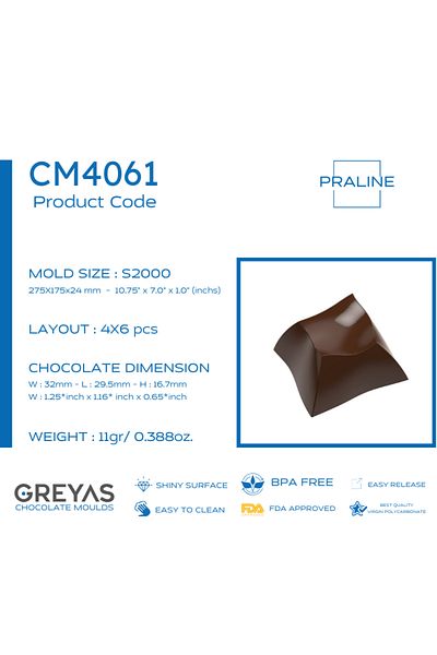 Greyas Cm 4061 Polycarbonate Chocolate Mold