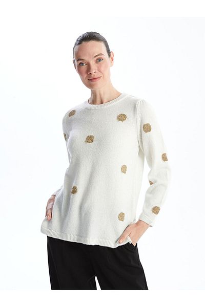 LC Waikiki Crew Neck Polka Dot Women's Knitwear Sweater