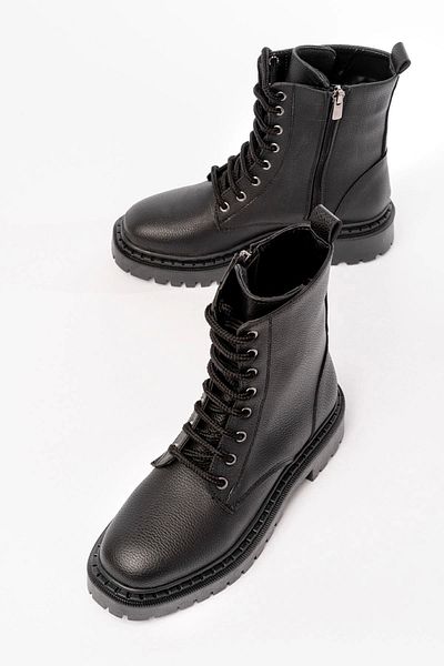KÖMEN 1101-2289 Μαύρες γυναικείες μπότες Luna Lace Up με φερμουάρ