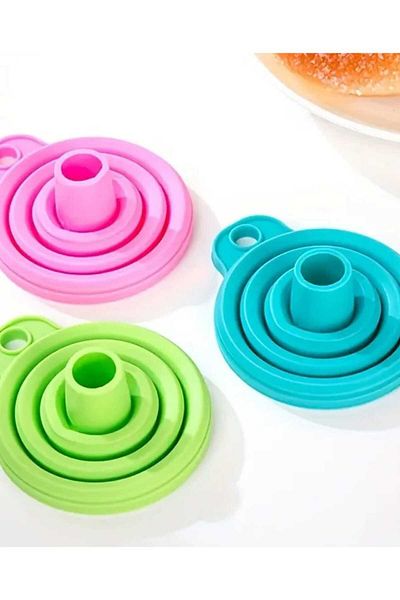 ÇEÇEN HOME (2Pcs) Versatile Silicone Funnel - Foldable, Oil & Honey for Kitchen Use