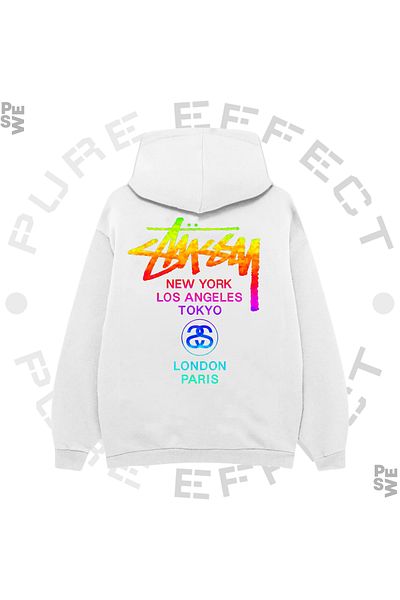 PURE EFFECT Φούτερ UNISEX Λευκό Oversize - Φούτερ με στάμπα Rainbow City