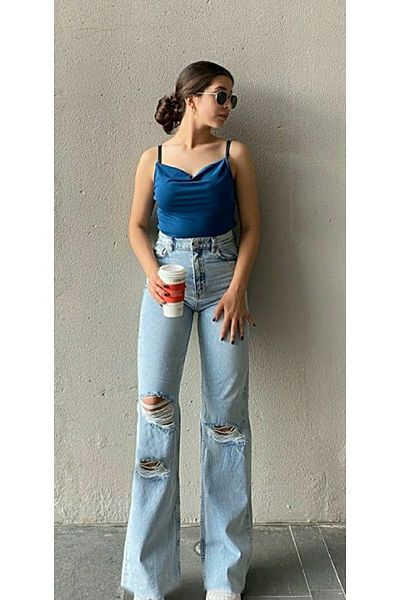 Ramrod Jy Extra High A.c.a.i.p S.o.l.m.a.z Blugi largi albaștri Pantaloni Palazzo (Super High)