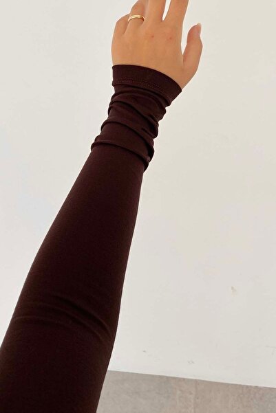 lamelif Half Turtleneck Solid Color Body Bitter Brown