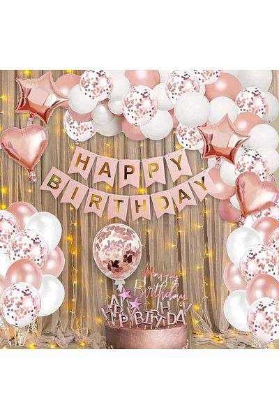 DÜVENCİ TİCARET Rose Gold Birthday Party Balloon Set