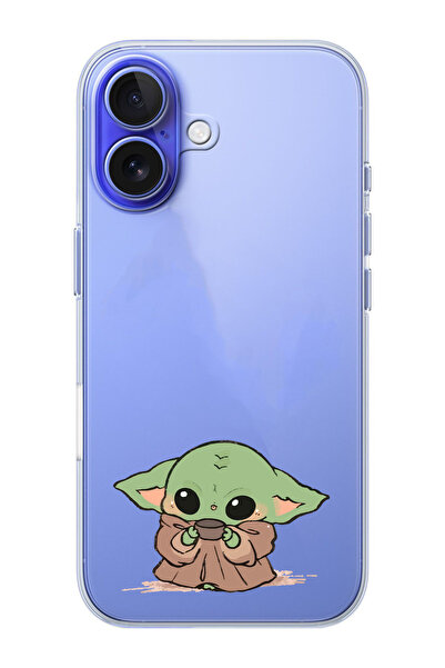 moonset Iphone 16 Uyumlu Baby Yoda Tasarımlı Baskılı Şeffaf Telefon Kılıfı