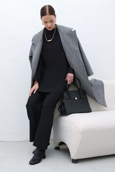 ALLDAY Black-Turtleneck Lycra Trouser Suit
