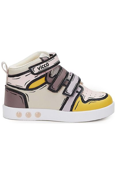 Vicco Dali Lighted Orthopedic Sole Children's High-Top Sports Shoes Pudra