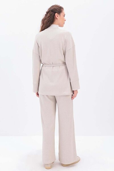 ALLDAY Beige Double-Breasted Collar Pant Suit