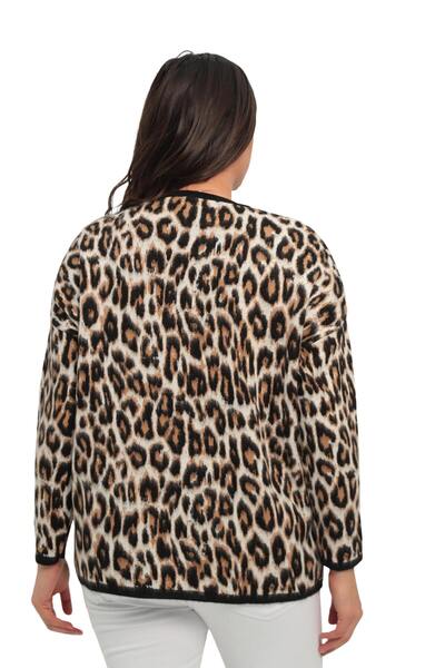 ZISHAN Плетено яке с леопардов мотив, големи размери 003