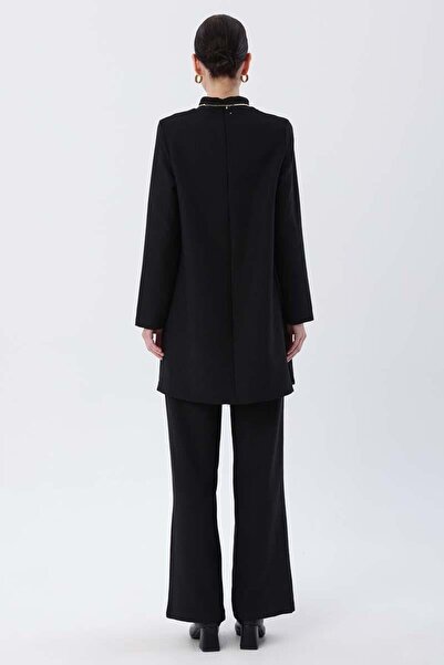 ALLDAY Siyah-balıkçı Yaka Likralı Pantolonlu Takım