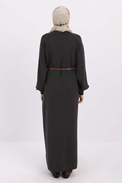 ALLDAY Füme-Kemerli İnce Triko Elbise