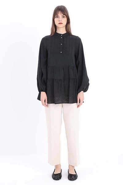 ALLDAY Black-Fisted Half-Pat Tunic