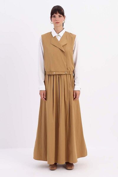 ALLDAY Camel-Vest Skirt Suit