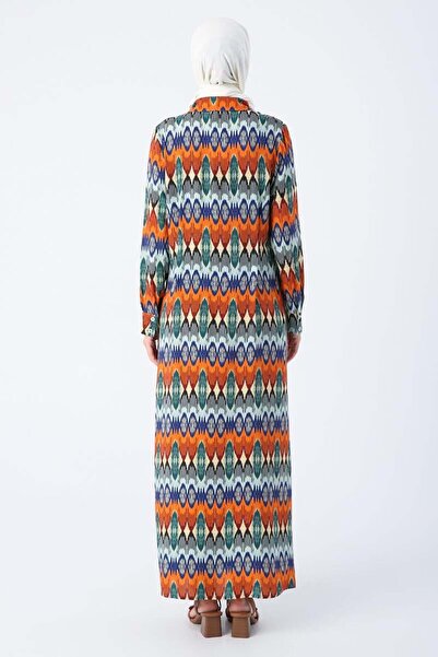 ALLDAY Помаранчево-синьо-фіолетове віскозне плаття з візерунком