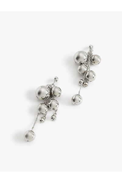 Koton Boncuklu Küpe Sallantılı Zincir Detaylı Çelik Karışımlı