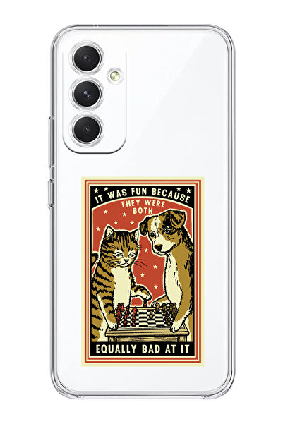 moonset Samsung Galaxy S24 FE Uyumlu Kedi ve Köpek Tasarımlı Baskılı Şeffaf T...
