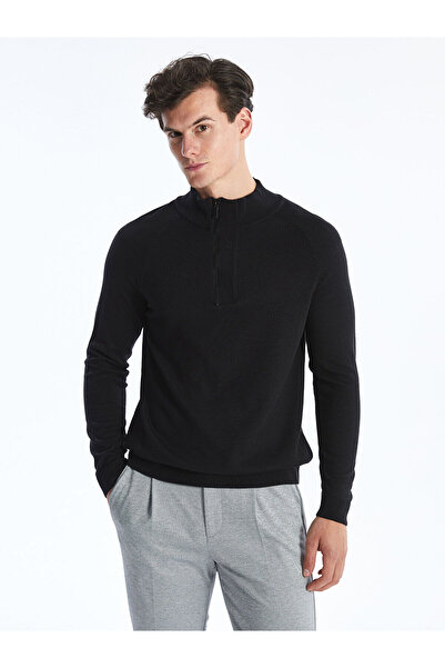 LC Waikiki Tricotaj pentru bărbați cu mânecă lungă guler ridicat negru