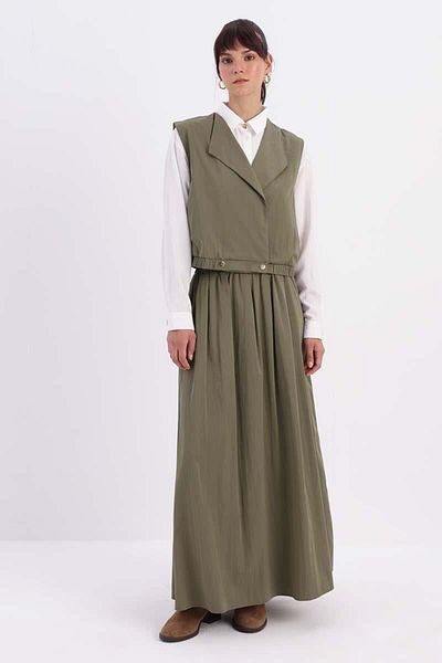 ALLDAY Khaki-Vest Skirt Suit