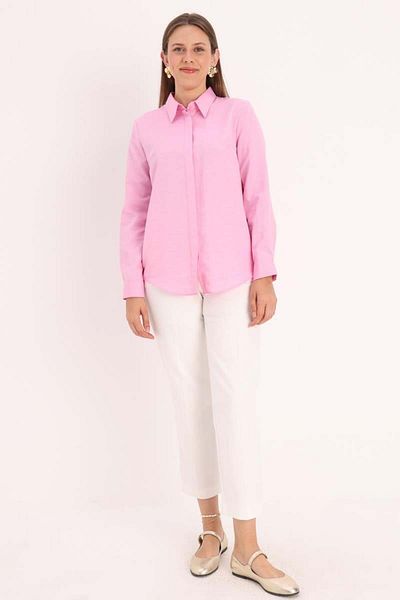 ALLDAY Pink-Basic Hidden Placket Shirt