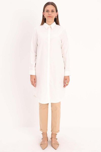 ALLDAY Ecru-Hidden Placket Shirt Tunic