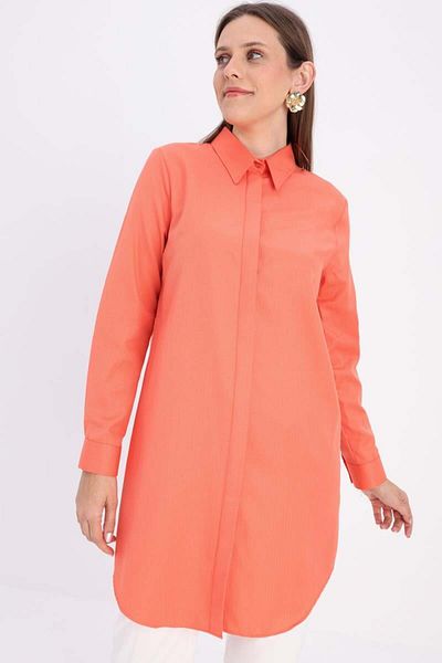 ALLDAY Orange-Covered Placket Shirt Tunic
