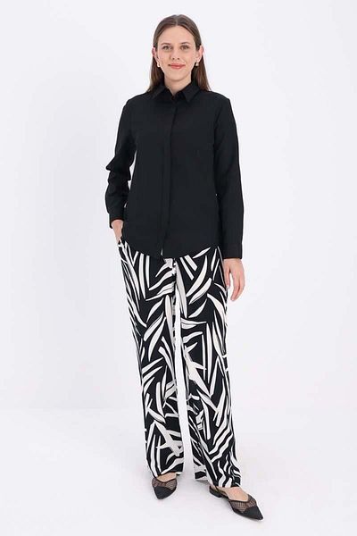 ALLDAY Black-Cotton Hidden Placket Shirt