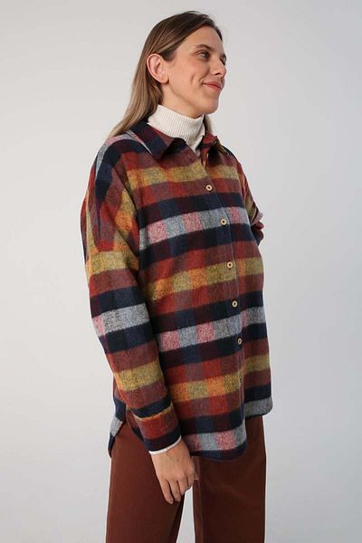 ALLDAY Navy Blue-Tile-Oversize Lumberjack Shirt Tunic
