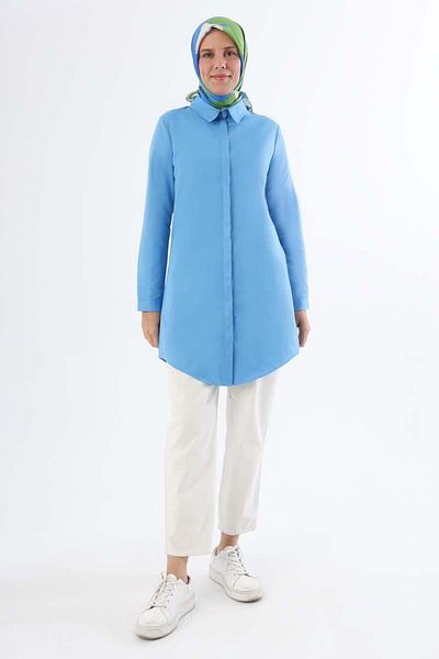 ALLDAY Turquoise-Covered Placket Shirt Tunic