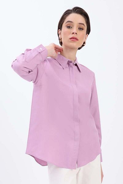 ALLDAY Lilac-Cotton Hidden Placket Shirt