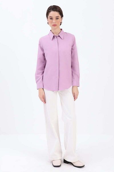 ALLDAY Lilac-Cotton Hidden Placket Shirt