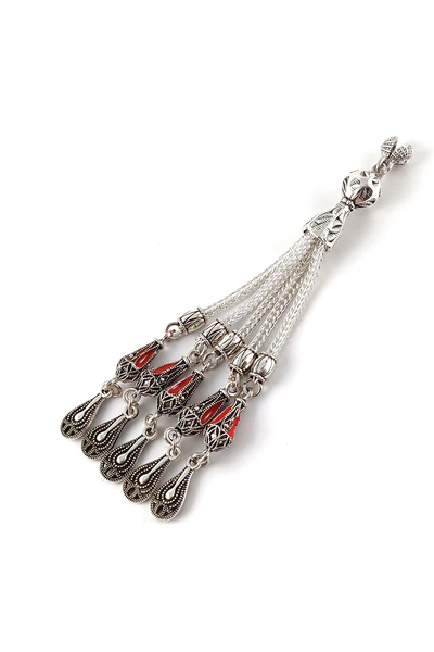 Selderesi 5 Adet Özel Tasarım Kırmızı Mineli 5 Dallı Mikron Kaplama Tesbih Pü...