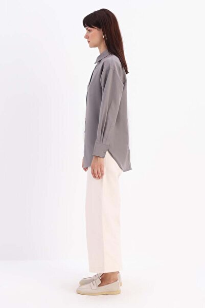 ALLDAY Gray Shirt Tunic with Buttons Front and Back