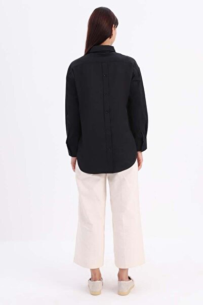ALLDAY Siyah-ÖNDEN VE ARKADAN DÜĞMELİ GÖMLEK TUNİK