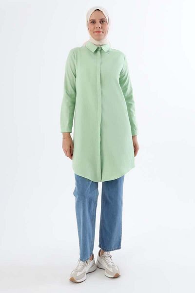 ALLDAY Water Green-Covered Placket Shirt Tunic