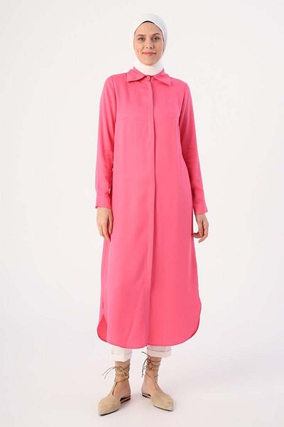 ALLDAY Dark Pink01-Secret Placket Shirt Tunic