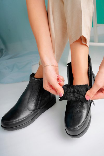 Prestij Genuine Leather Black Women's Boots