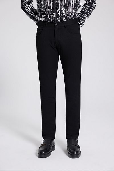 Twn Παντελόνι από ύφασμα Super Slim Fit Black Gabardine