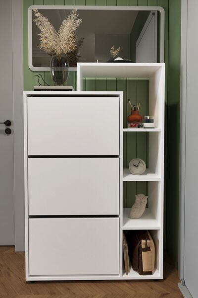 Bofigo Lego Ayakkabılık Düşer Kapak Ayakkabılık Raflı Ayakkabılık Düzenleyici Beyaz