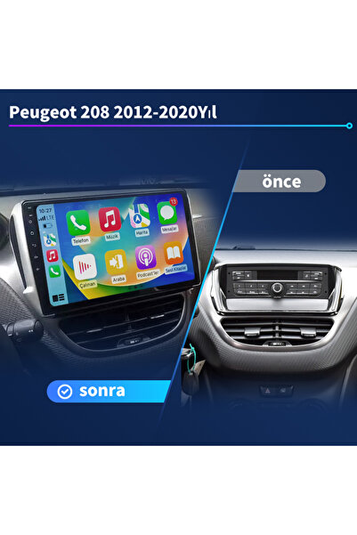 Dobest Peugeot-208 (2012-2020)Kablosuz Carplay/Navigasyon/gps/Geri vites arka...