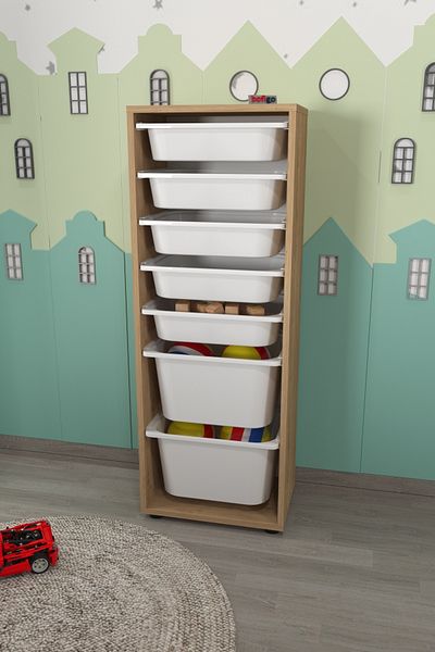 Bofigo 7 Basket Cabinet Multi-Purpose Cabinet Toy Cabinet Pera Sapphire Oak