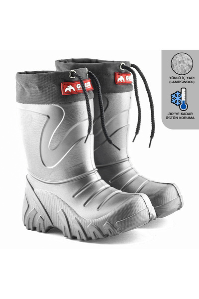 Genel Markalar Lemigo Grizzly Eva Çocuk Kürklü Gri Yağmur Çizmesi (835)